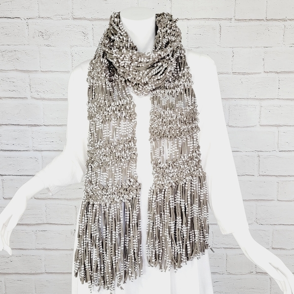 Statement One-of-a-kind Handcrafted Fringe Jersey Knit Scarf! NWOT! - Picture 12 of 12